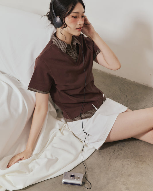 LAYERED POLO IN BROWN