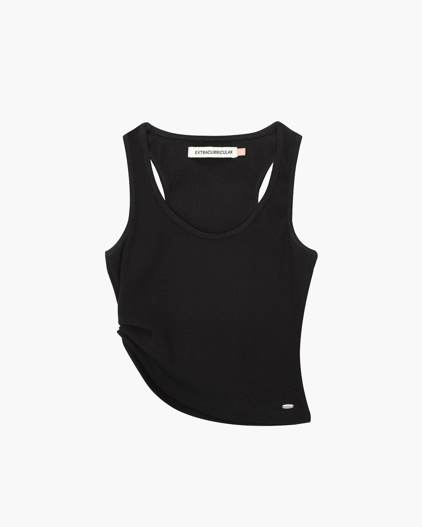 ASYMMETRICAL U-NECK TANK IN BLACK