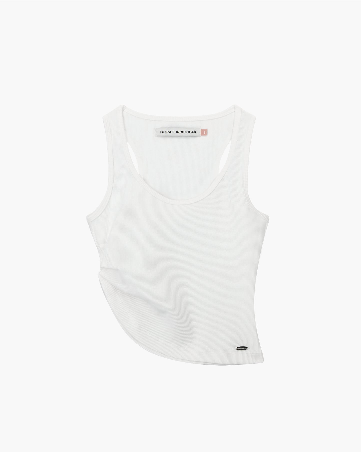 ASYMMETRICAL U-NECK TANK IN WHITE