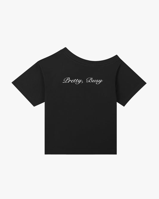 PRETTY, BUSY TEE IN BLACK