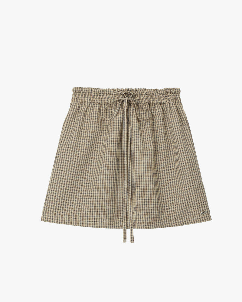 TIE TOP IN BEIGE CHECKED