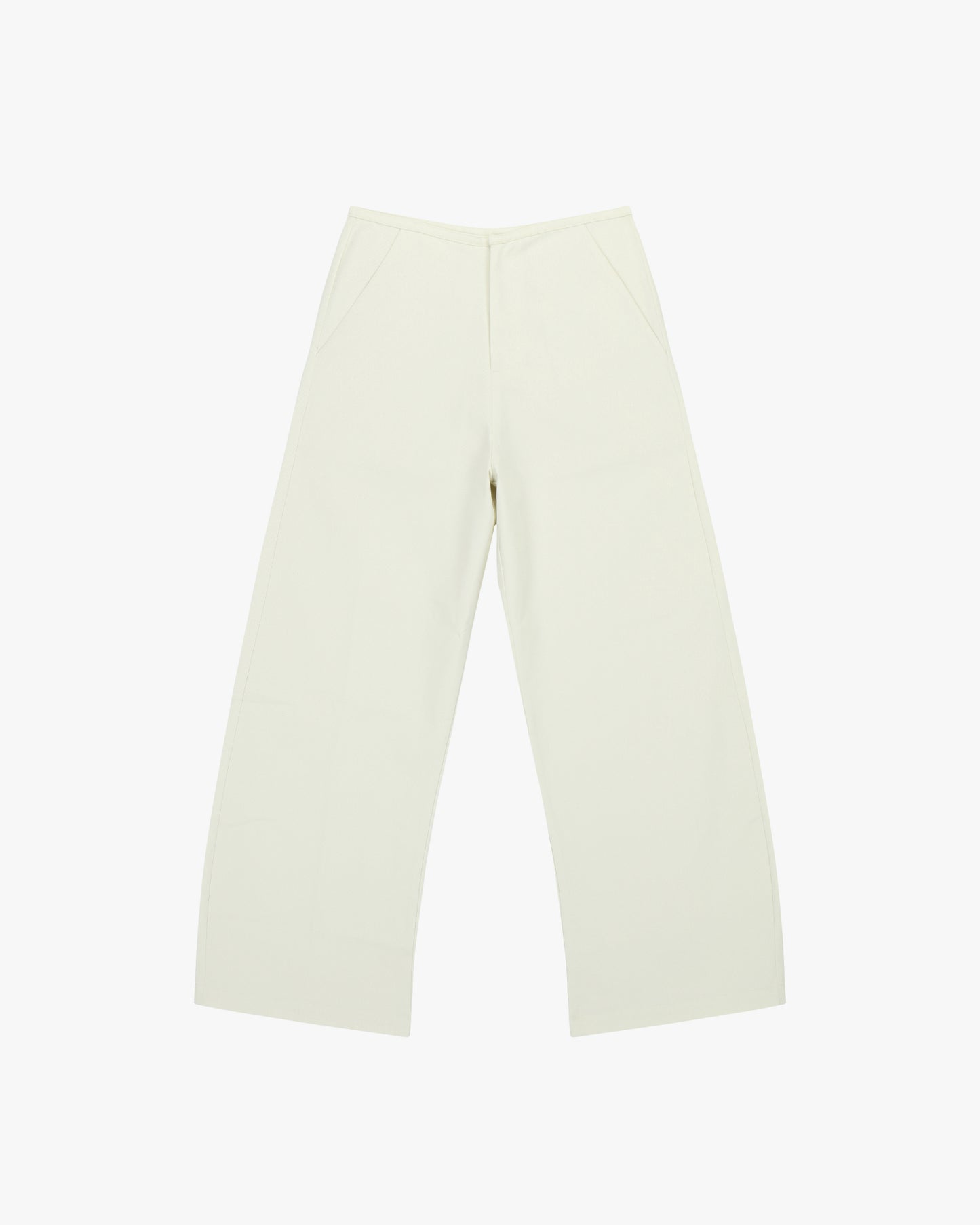 BAGGY CURVED PANTS IN CREAM