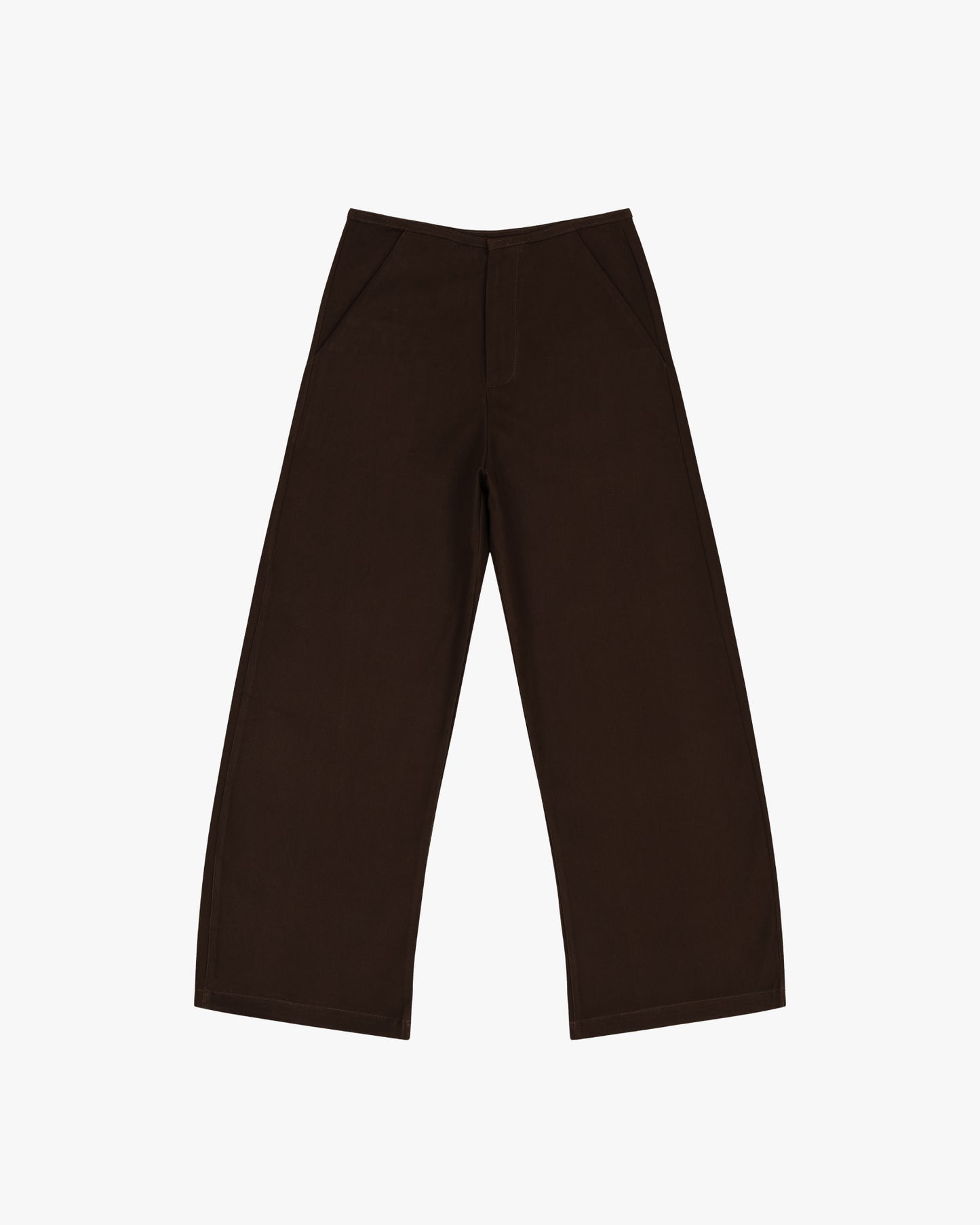 BAGGY CURVED PANTS IN BROWN