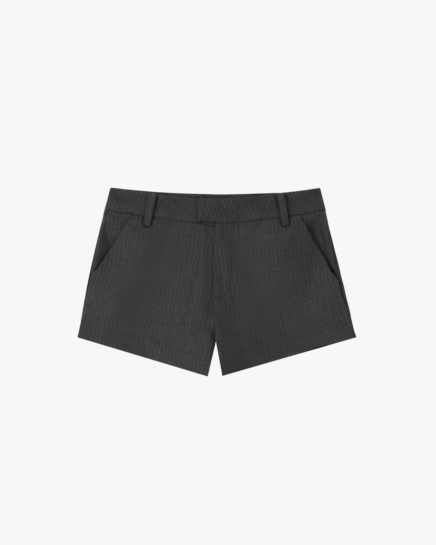 MICROSHORTS IN GREY PINSTRIPES