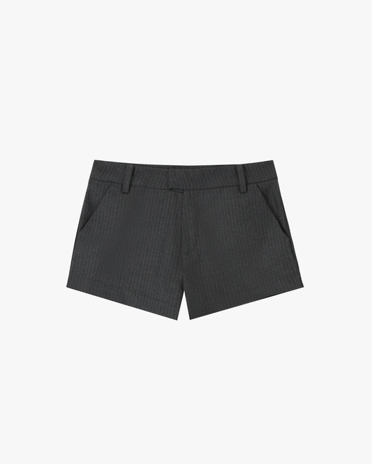 MICROSHORTS IN GREY PINSTRIPES