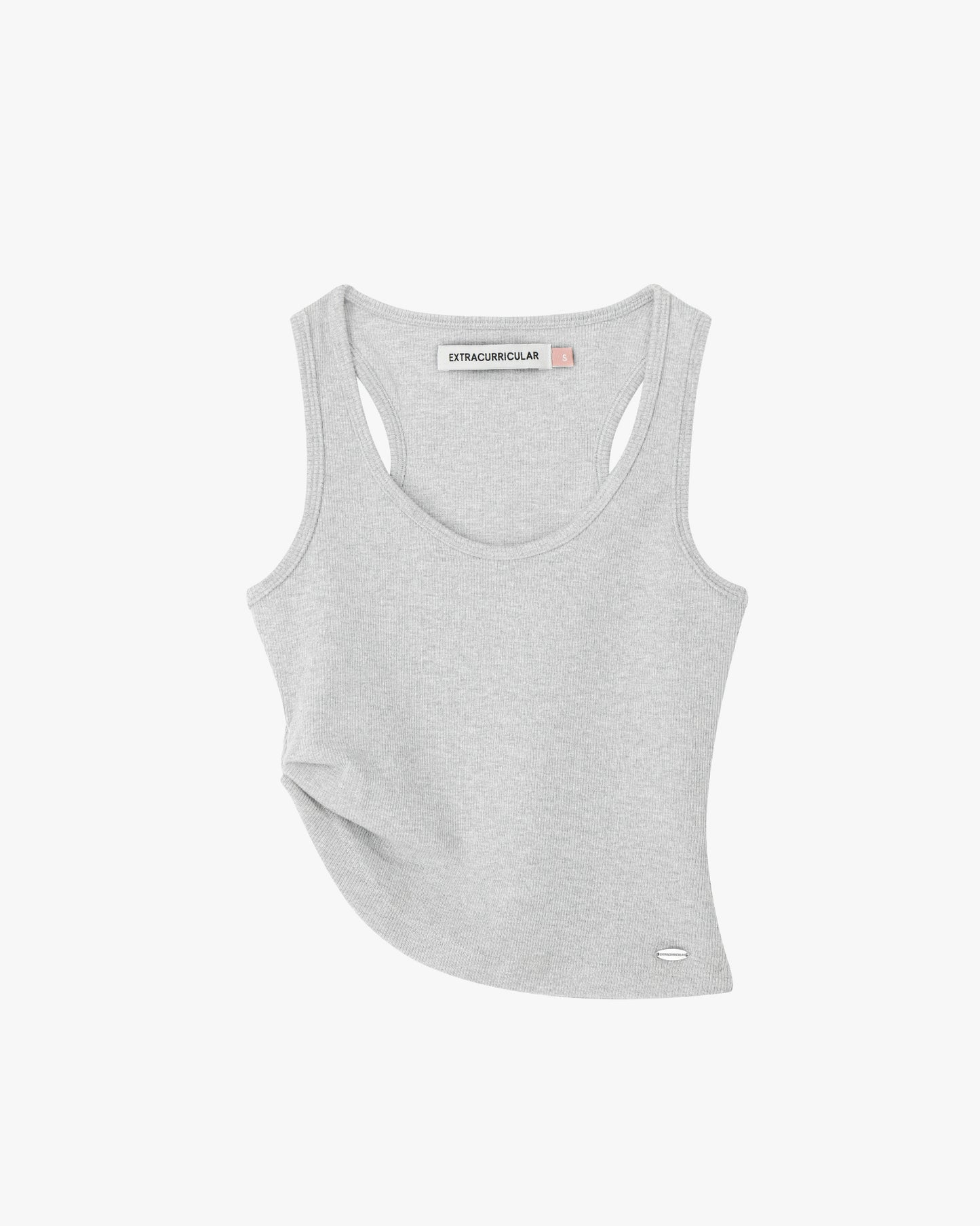 ASYMMETRICAL U-NECK TANK IN GREY