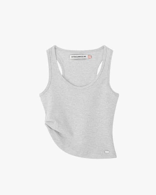 ASYMMETRICAL U-NECK TANK IN GREY