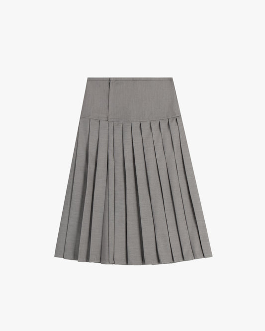 PLEATED MIDI SKIRT IN GREY