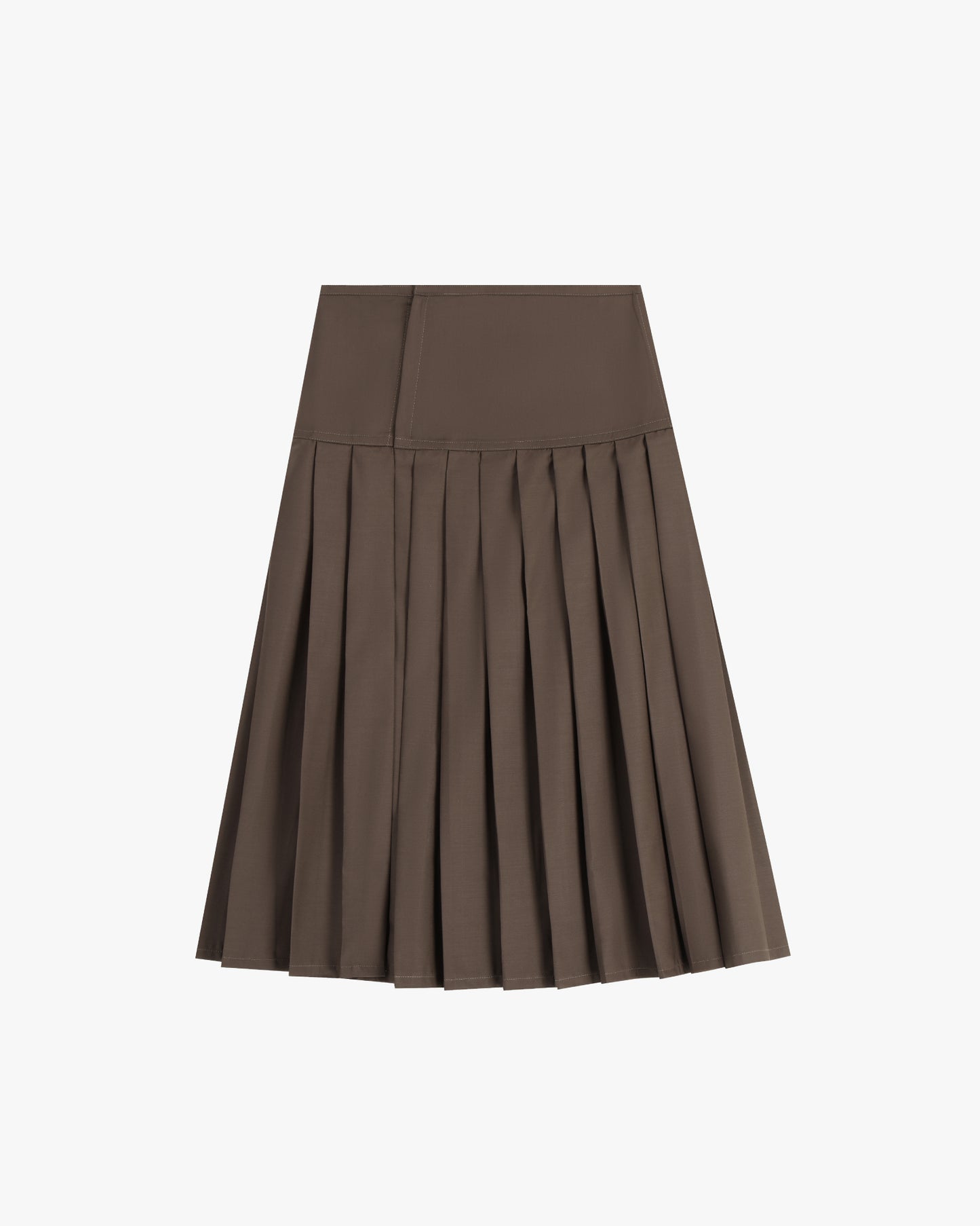 PLEATED MIDI SKIRT IN BROWN