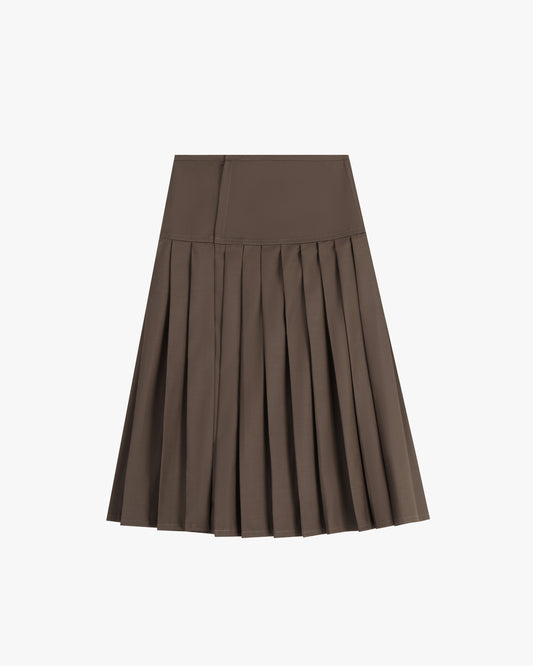 PLEATED MIDI SKIRT IN BROWN