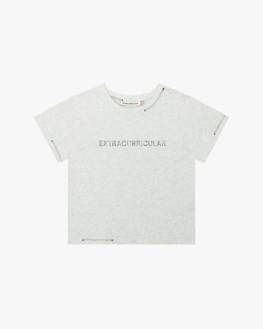 REWORKED LOGO TEE IN LIGHT GREY