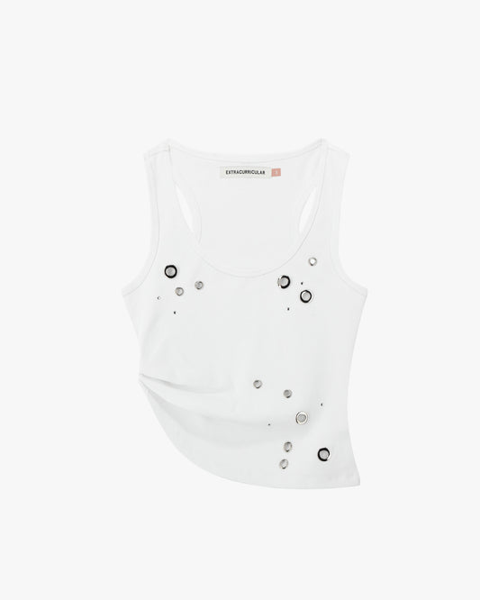 EYELET TANK IN WHITE