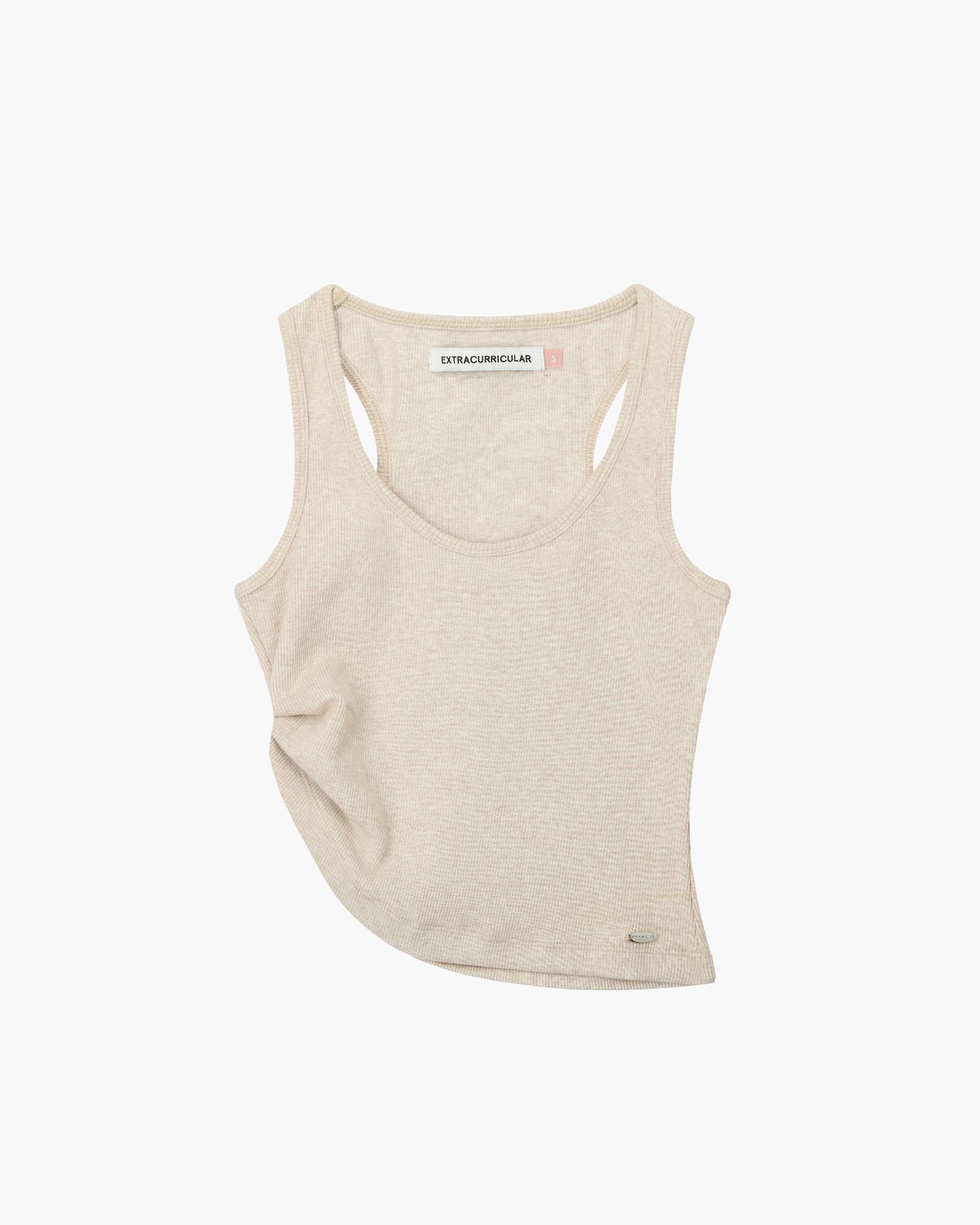 ASYMMETRICAL U-NECK TANK IN BEIGE