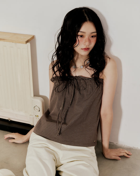 TIE TOP IN BROWN CHECKED