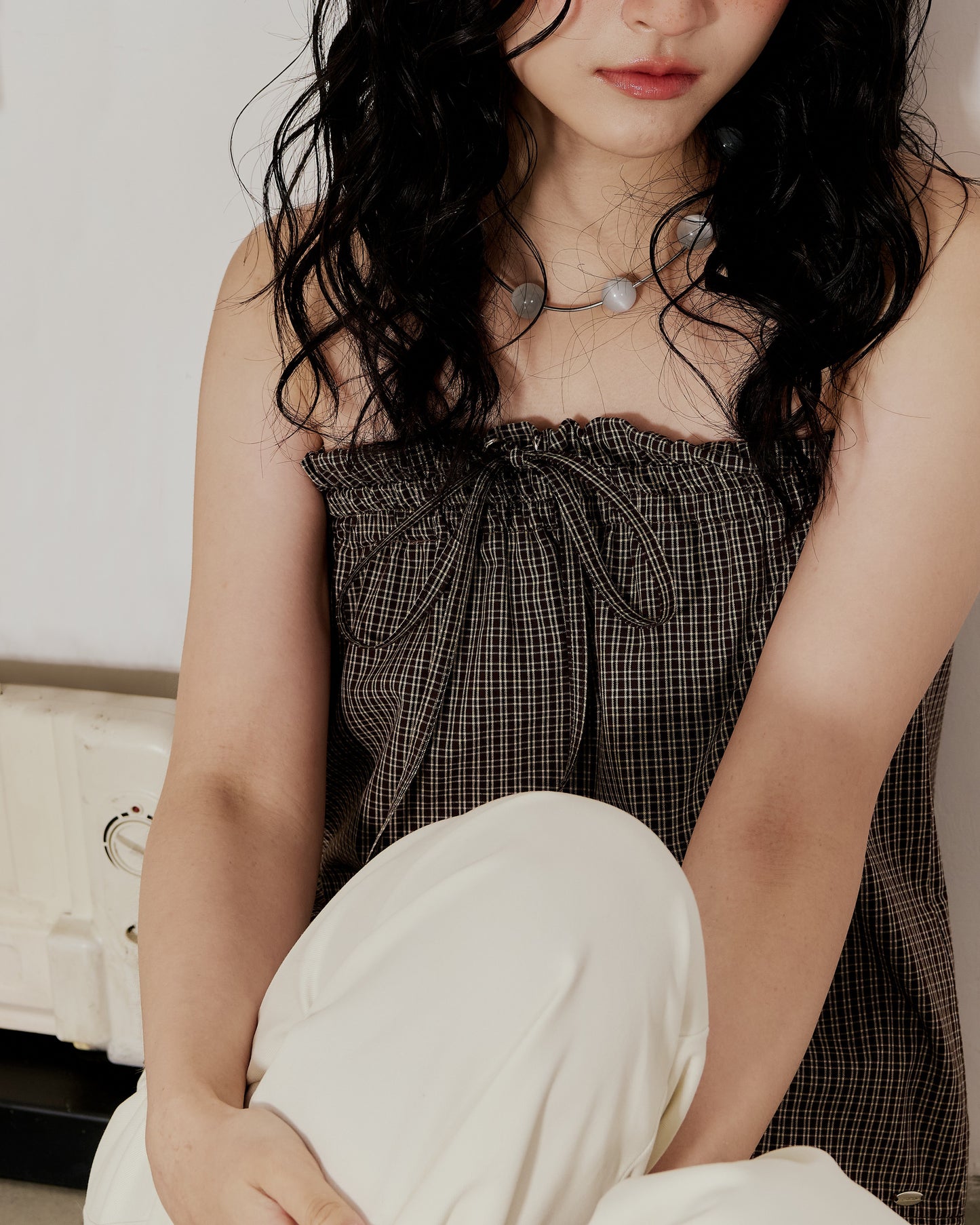 TIE TOP IN BROWN CHECKED