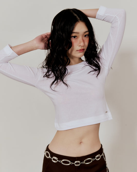 3/4 SLEEVE TOP IN WHITE