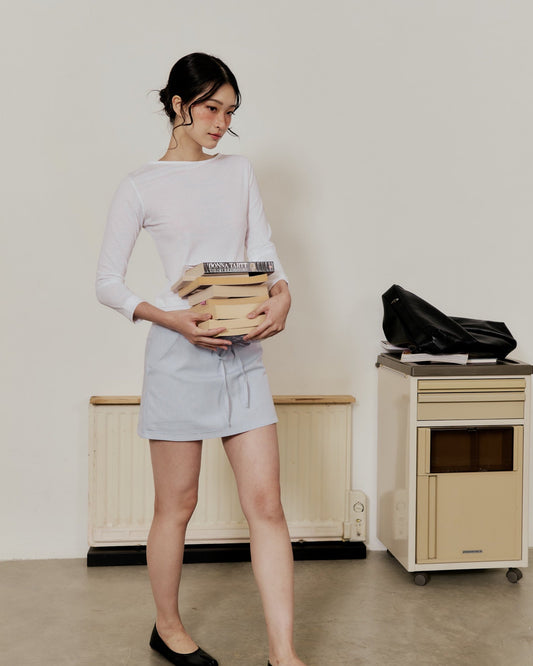 BLAIRE MINI SKORT IN BLUE PINSTRIPES