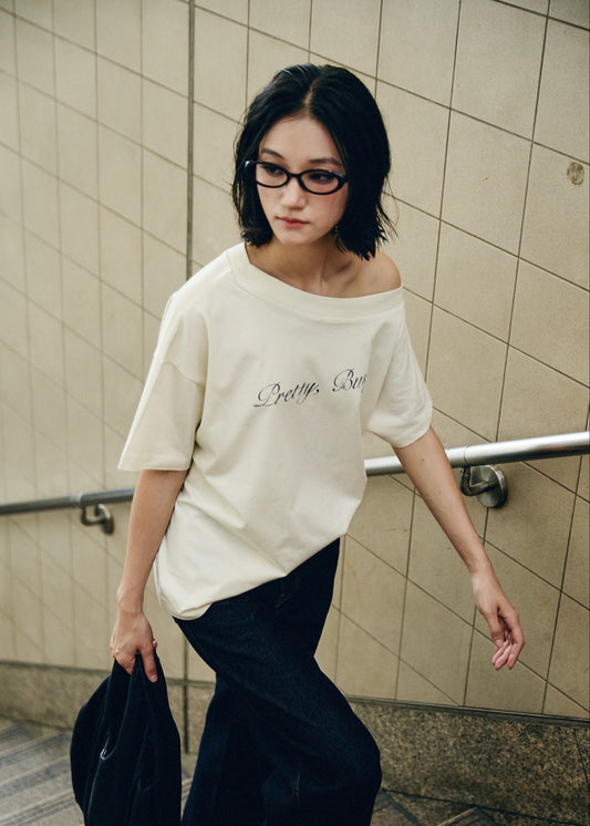 PRETTY, BUSY TEE IN CREAM