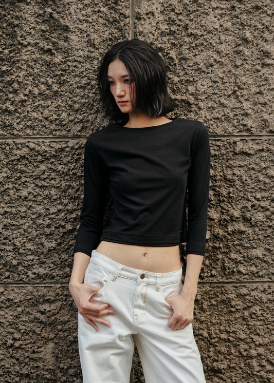 3/4 SLEEVE TOP IN BLACK