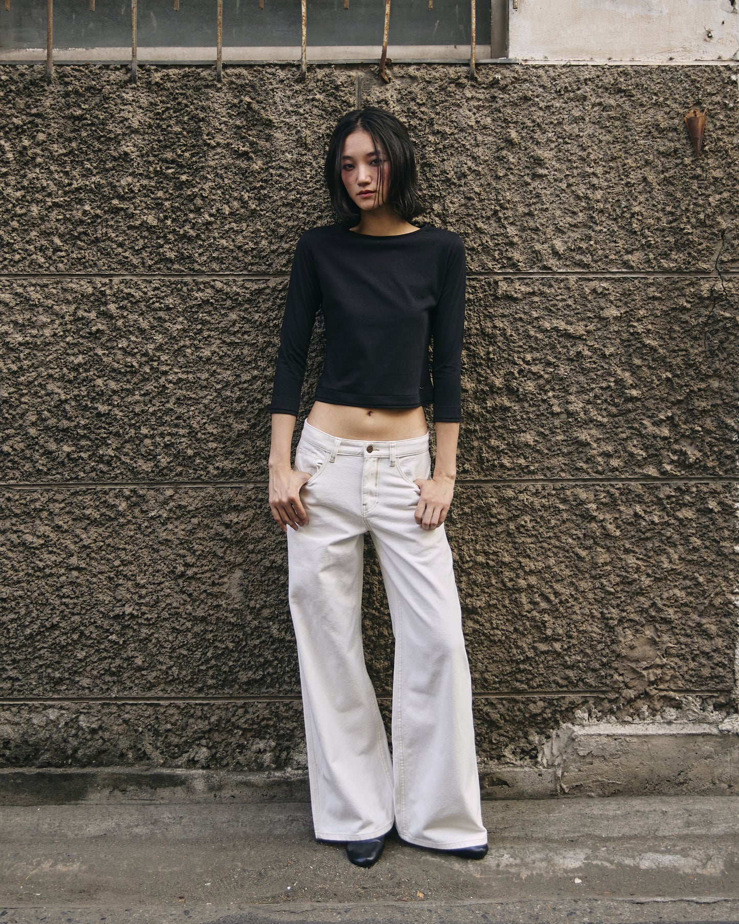 3/4 SLEEVE TOP IN BLACK