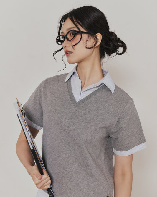 LAYERED POLO IN GREY