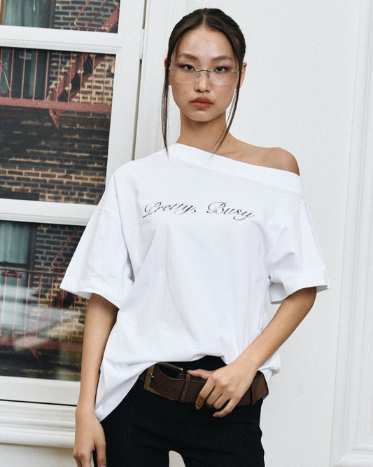 PRETTY, BUSY TEE IN WHITE