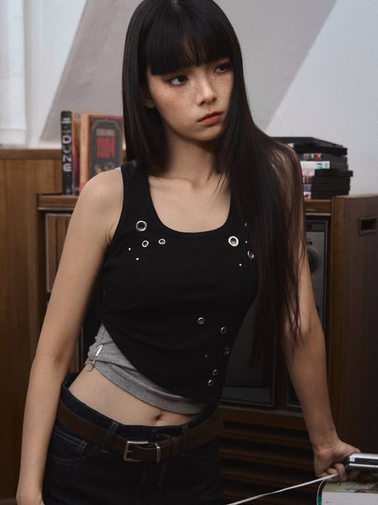 EYELET TANK IN BLACK