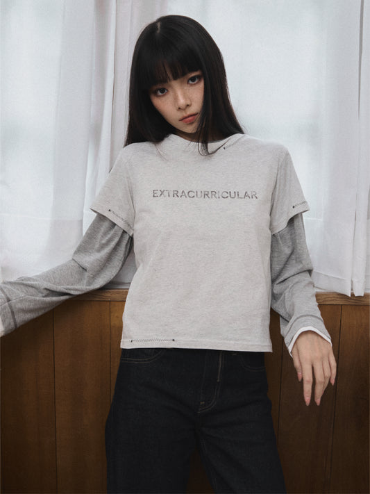 REWORKED LOGO TEE IN LIGHT GREY