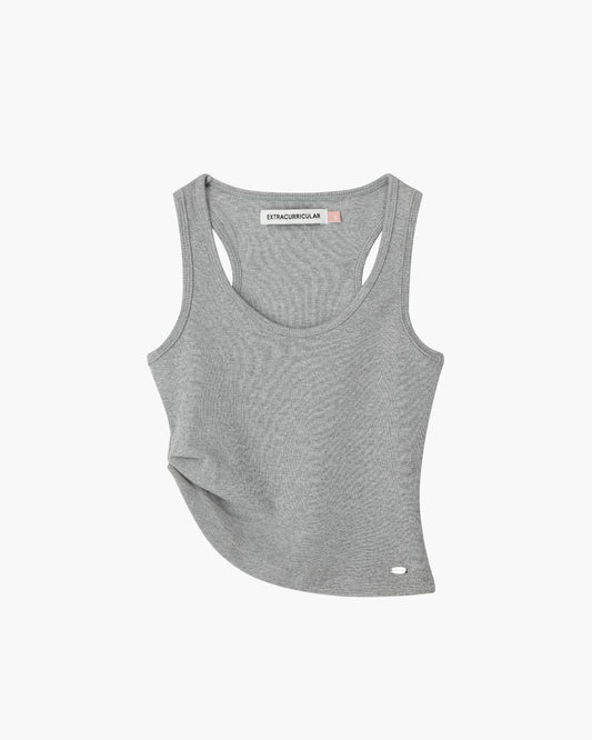 ASYMMETRICAL U-NECK TANK IN GREY