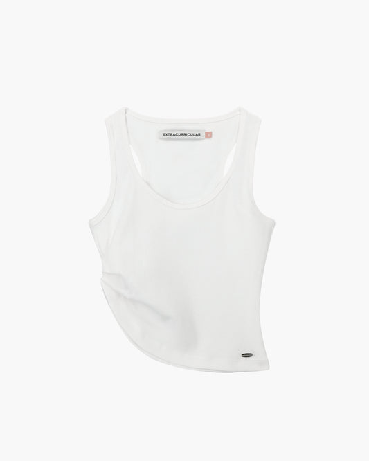 ASYMMETRICAL U-NECK TANK IN WHITE