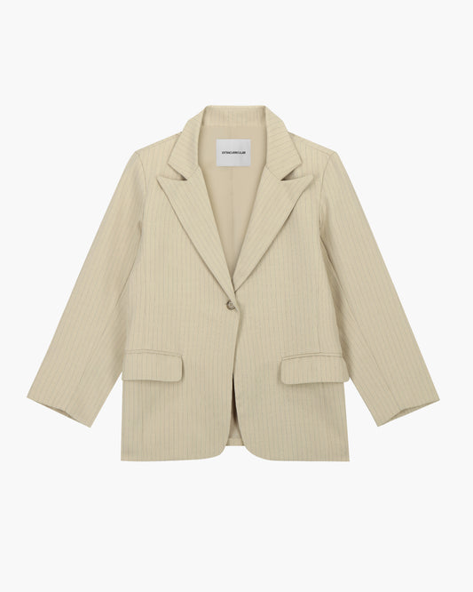 COCO BLAZER IN BEIGE PINSTRIPES