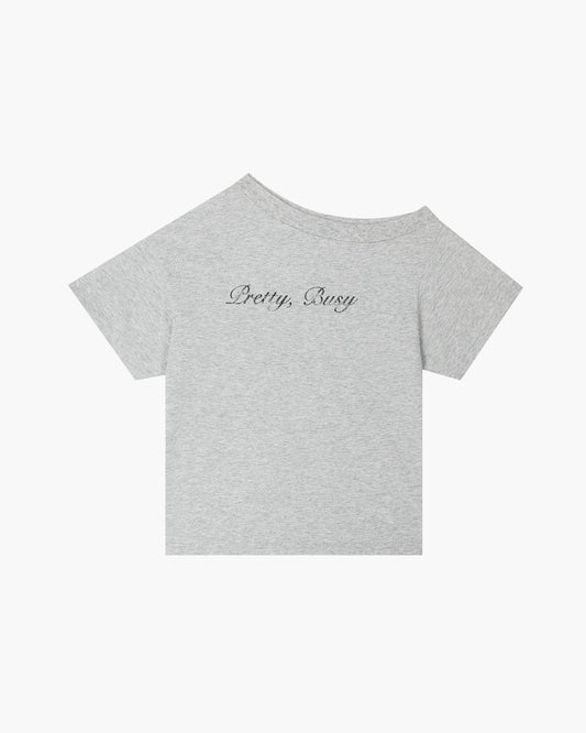 PRETTY, BUSY TEE IN LIGHT GREY