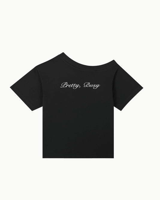 PRETTY, BUSY TEE IN BLACK